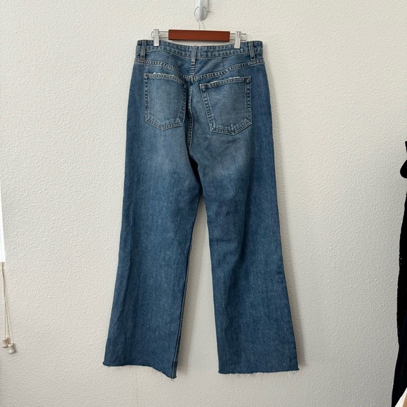 Reformation Fawcett Jean Celtic Denim Relaxed Wide Fit Raw Hem High Rise size 30 - Picture 5 of 8